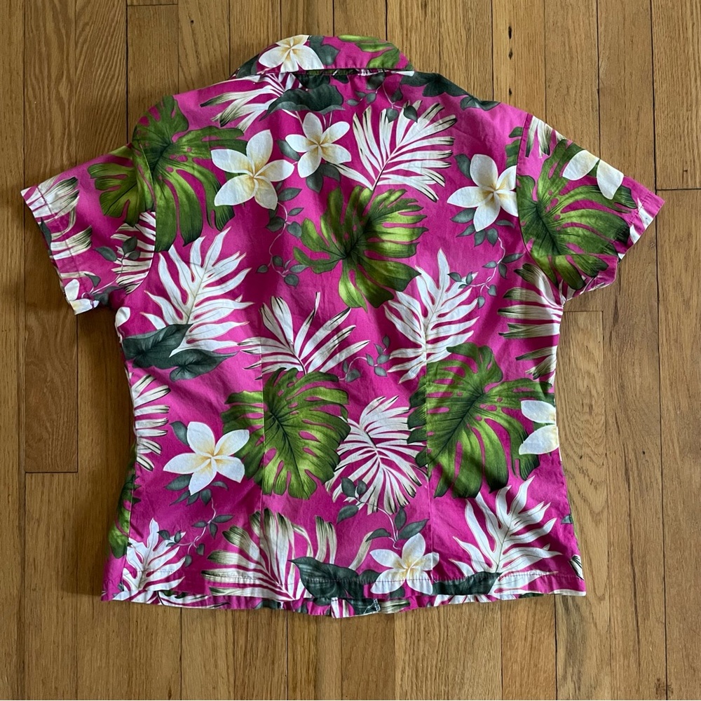 Vintage Made in Hawaii Pacific Legend Cotton Shirt | Magenta Floral | Size M - Picture 2 of 10